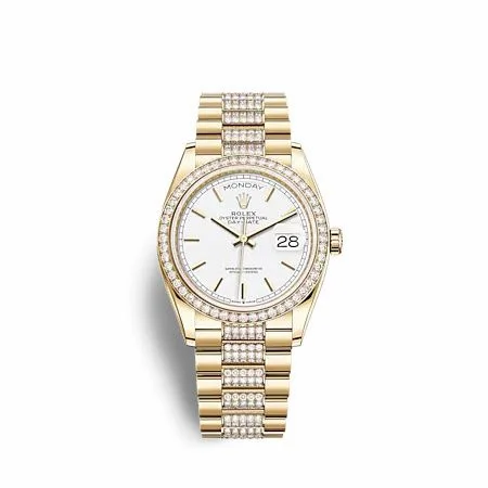 Rolex Day-Date 36 Yellow Gold Diamond / White / President - Diamond 128348RBR-0048 (M128348RBR-0048)